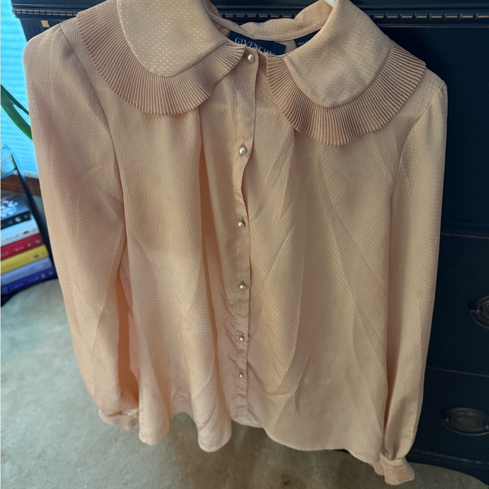 Givenchy Light Peach Blouse with Pleated Collar